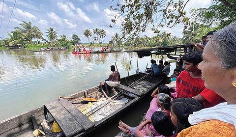 Scuba team of Fire and Rescue Services search for Anaswara (inset) at Pennarthodu