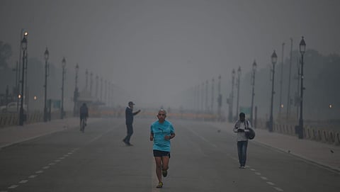 A view of Kartavya Path seen covered in thick layer of smog on October 31, 2023. (Photo | Shekhar Yadav)