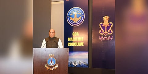 Defence Minister Rajnath Singh at the 4th Goa Maritime Conclave (GMC) (Photo | Indian navy)