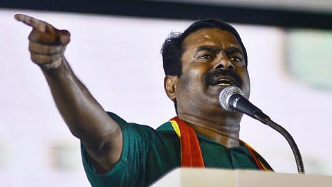 Naam Tamilar Katchi (NTK) party chief coordinator Senthamizhan Seeman. 