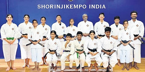The 15-member team from Shorinji Kempo Madras representing India at the Shorinji Kempo World Taikai 2023