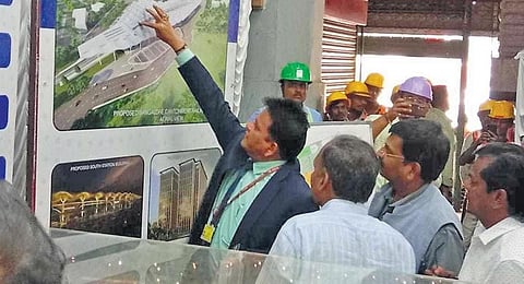 Railway Board Member Infrastructure Roop Narayan Sunkar during a visit to  Bengaluru Cantonment railway station on Friday. (Photo | Express)