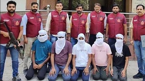 All five accused held by Delhi Police after the crime came to light as the accused started operating within Delhi-NCR region. (Photo | Express)