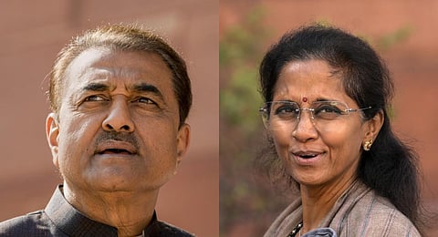FILE - A collage of NCP working president Supriya Sule (R) and turncoat party leader Praful Patel. (Photo | PTI)
