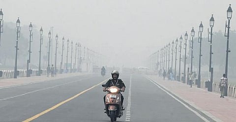 Haze envelops Kartavya Path as city’s air quality remains in severe category.