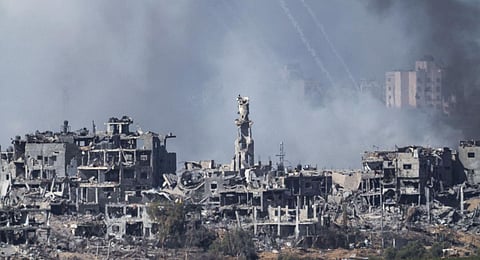 Smoke rises following an Israeli airstrike in the Gaza Strip, as seen from southern Israel, Friday, Nov. 10, 2023. (Photo | AP)