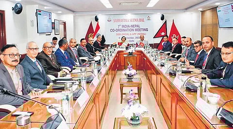 The 7th coordination meeting being held between heads of Sashastra Seema Bal and Armed Police Force of Nepal, in New Delhi on Thursday | x