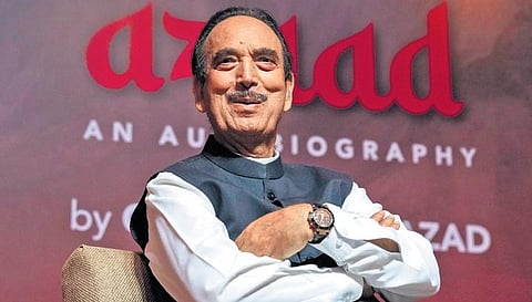 Ghulam Nabi Azad during the launch of his autobiography in April (Photo| PTI)