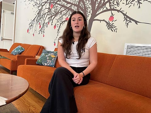 Eden Roth, a Jewish student at Tulane University in New Orleans, discusses tensions on campuses in the aftermath of the Hamas raid on Israel and Israel's response. (AP Photo)