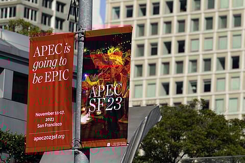 An APEC Summit sign welcomes visitors Friday, Nov. 10, 2023, in San Francisco. World leaders, including US President Joe Biden and China’s Xi Jinping. (Photo | AP)