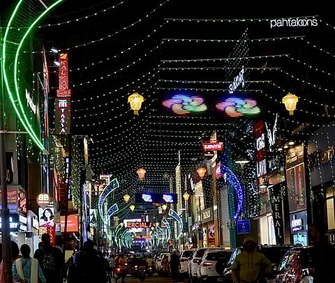Lightings on Commercial street for Diwali festival in Bengaluru. (Photo | Shashidhar Byrappa)