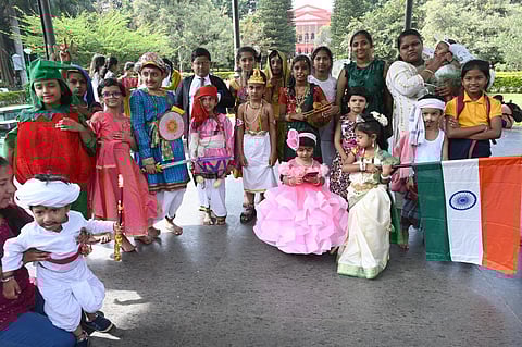 Cubbon park walkers assiciation aroganiged program at bandstand in Bengaluru on Sunday. (Photo | Nagaraja Gadekal)