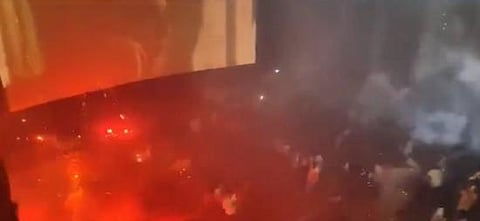 Salman Khan fans burst firecrackers during the screening of Tiger 3 in Malegaon. (Videograb)