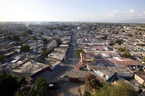 The main entrance to the Cite Soleil area of Port-au-Prince, Haiti, is seen. Gang leader Iskar Andrice was killed in the Belekou neighbourhood that he controlled for years within the Cite Soleil. (AP)