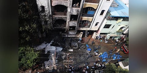 An aerial view of the building at Bazarghat in Nampally |Sri Loganathan Velmurugan