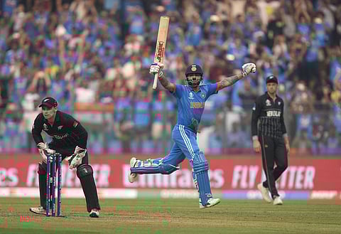 India superstar Virat Kohli hit his record 50th century in one-day internationals at the Cricket World Cup, surpassing the mark he shared with countryman Sachin Tendulkar. (Photo | AP)