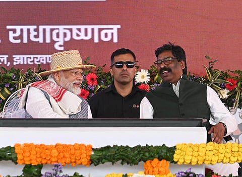 Governor CP Radhakrishnan, Chief Minister Hemant Soren, Tribal Affairs Minister Arjun Munda, and BJP chief Babulal Marandi were also present on the occasion.