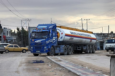 A truck carrying fuel crosses into Rafah in the southern Gaza Strip on November 15, 2023. (Photo | AFP)