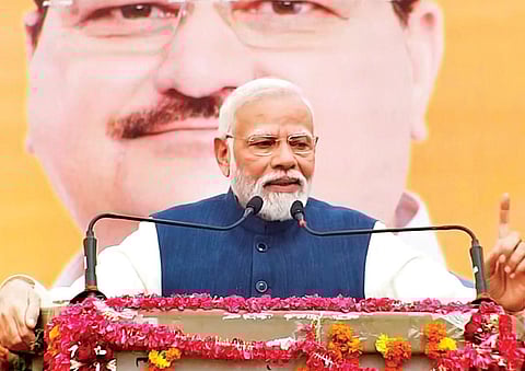 PM Narendra Modi speaks at the Diwali Milan programme in New Delhi on Friday | pti