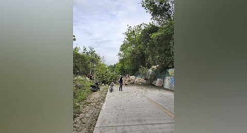 Photo shows  a landslide in Malapatan in Sarangani Province after a strong magnitude 6.7 earthquake shook the southern Philippines. (Photo | AFP)
