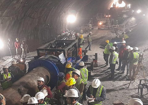Rescue and relief operations underway at the tunnel (Photo | PTI)