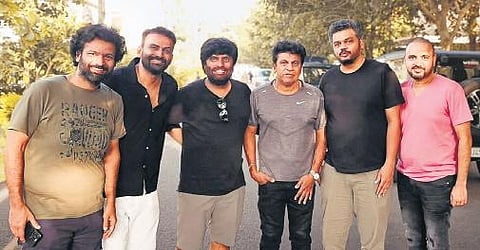 Shivarajkumar along with Rohit Padaki, Dhananjay, Yogi G Raj, Karthik Gowda and Naren