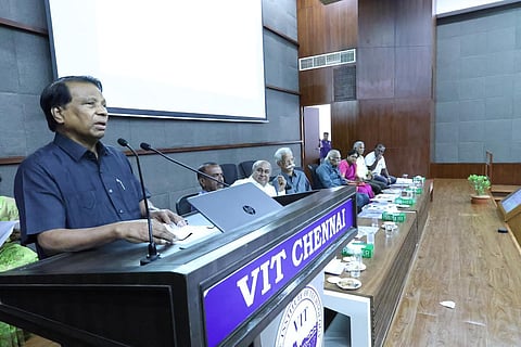 Chancellor and founder of VIT University G Viswanathan, who is also the founder and president of Tamiliyakkam, presided over the event.