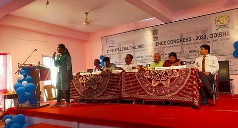 Anapurna Parida presenting her study at the Children’s Science Congress.