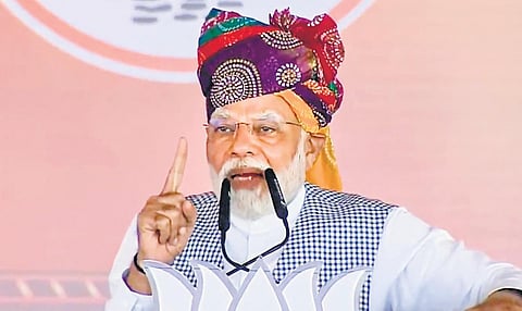 PM Narendra Modi addresses a meeting in Devgarh on Thursday  | pti