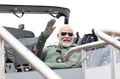 Prime Minister Narendra Modi undertook a sortie on the Tejas aircraft and said the experience has bolstered his confidence in the country's indigenous capabilities. (Photo | PIB)