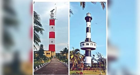 Lighthouses at Gopalpur (left) and Paradip