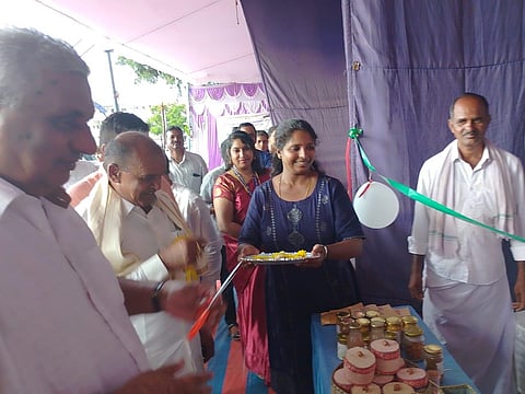 Entrepreneur Varsha exhibits her biodegradable products made from plantain waste. | Express