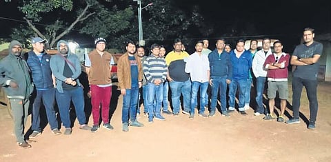 The tourists rescued from the Similipal national park on Sunday I Express
