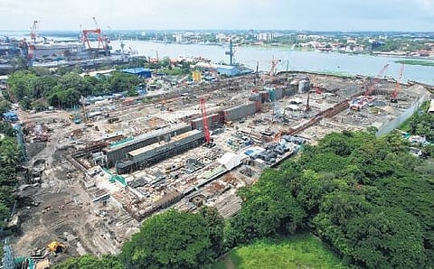 Construction of the third drydock progressing at Cochin Shipyard