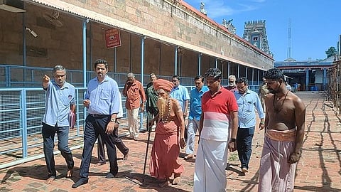 Collector A Kulothungan inspecting the arrangements at Lord Dharbaranyeswarar Temple | Express