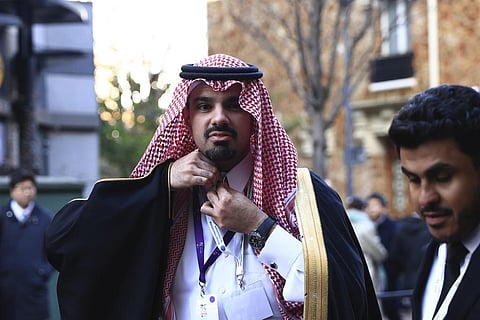 Faisal bin Abdulaziz bin Ayyaf Al-Miqrin, mayor of Riyadh, arrives to support the candidacy of Riyadh in Issy-les-Moulineaux, outside Paris (Photo | AP)