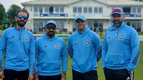 Indian cricket team head coach Rahul Dravid and his support staff. (Photo | BCCI Twitter)
