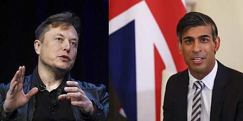 Tesla and SpaceX CEO Elon Musk and UK Prime Minister Rishi Sunak