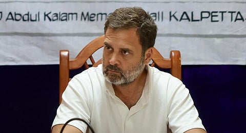 Congress leader Rahul Gandhi attends a DISHA & NH Development review meeting in Kalpetta, on Nov. 30, 2023. (Photo | X @INCIndia)
