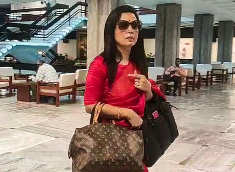 TMC MP Mahua Moitra arrives to appear before Lok Sabha Ethics Committee, at Parliament House complex, in New Delhi, Thursday, Nov. 2, 2023. (Photo | PTI)