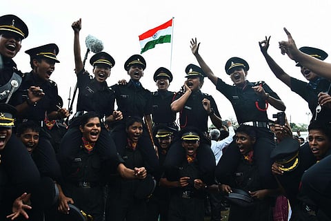 A group of women cadets who passed out of the OTA, in a joyful mood. (File photo | Ashwin Prasath)