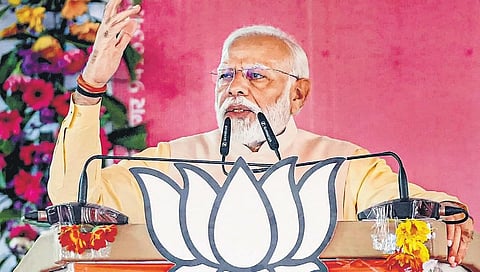 PM Narendra Modi during a public meeting in Khandwa of MP on Sunday | pti