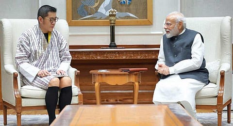 Prime Minister Narendra Modi during a meeting with King of Bhutan Jigme Khesar Namgyel Wangchuck , in New Delhi, Monday, Nov. 6, 2023. (PTI)