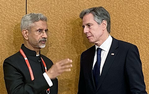 FILE - External Affairs Minister S Jaishankar meets with United States Secretary of State Antony Blinken (Photo | ANI)