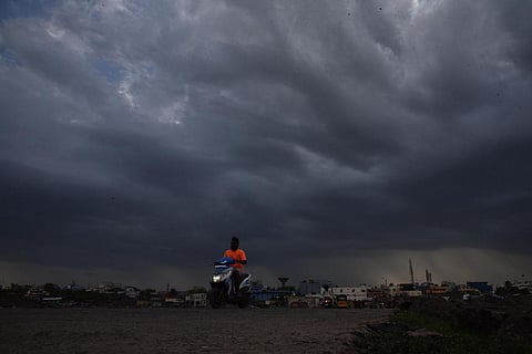 Darker clouds hovering over Kasimedu fishing harbour in Chennai. (Photo| Sriram R)