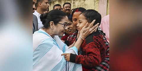 r: West Bengal Chief Minister Mamata Banerjee during her visit, in Alipurduar, West Bengal. (Photo | PTI)