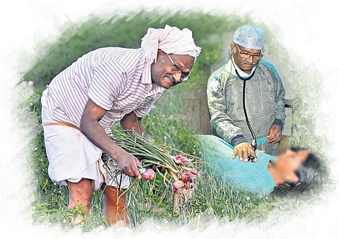 Despite a hectic schedule, he visits his farm after his daytime job as a surgeon.