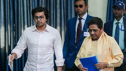 BSP supremo Mayawati with her nephew Akash Anand.