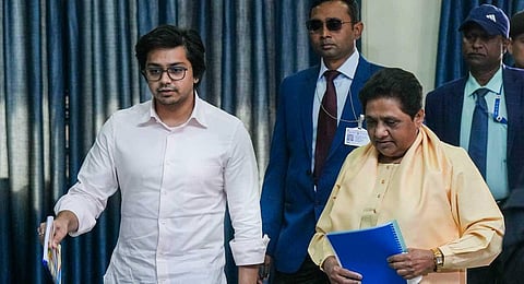 BSP supremo Mayawati with her nephew Akash Anand.