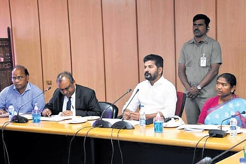 Chief Minister A Revanth Reddy holds a meeting with the officials of the MCRHRD Institute in Hyderabad on Sunday